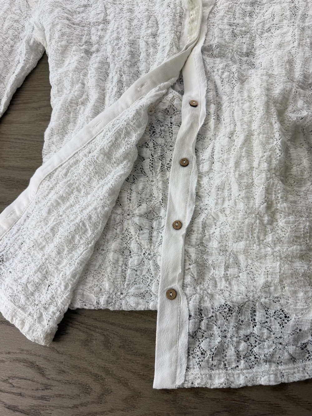 Free People Must Have Tunic M White Sheer Lace Button Front Tie Back Top NWT - Picture 10 of 12